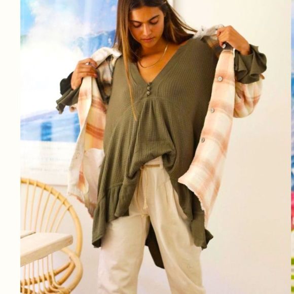 Free People Tops - Free People Olivia Tunic Army Green